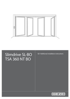 Additional installation instructions Slimdrive SL-BO, TSA 360 NT-BO
