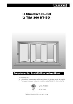 Additional installation instructions Slimdrive SL-BO, TSA 360 NT-BO