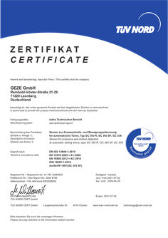 TÜV Zertifikat GC 363 R  GC 363 SF GC 339