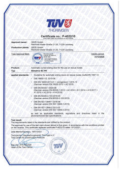 TÜV certificate P-4022/10 Slimdrive SC -FR