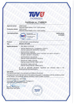 TÜV certificate No.: P-4000/10 Slimdrive SC- GGS