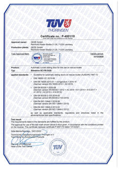 TÜV certificate P-4001/10 Slimdrive SC- FR- GGS