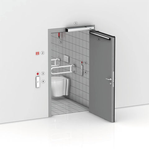Modelo 3D de uma porta batente automática num WC