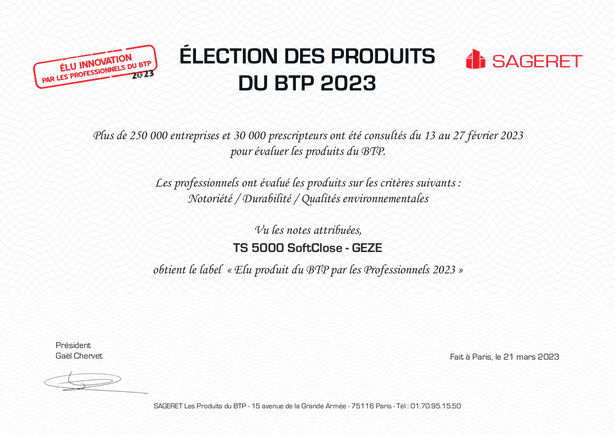 TS 5000 SoftClose Award Produit 2023