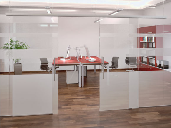 Schuifdeursysteem Levolan 60, geïnstalleerd in een kantoor Voor het ontwerp-georiënteerde interieur en voor alle 1- en meervleugelige schuifdeuren