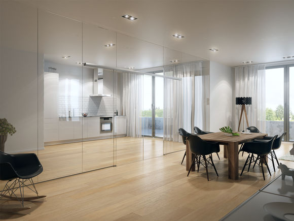 Levolan 120 Glass, Apartment With its subtle appearance and the small dimensions of the overall fitting system, the Levolan system fits into any architecture and installation situation.