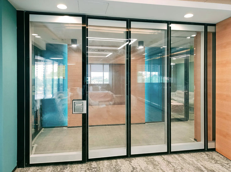 GEZE Slifold Transwall Semi-automated sliding partition wall