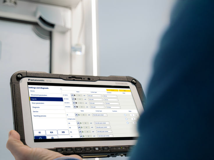 myGEZE Connects, Engels scherm myGEZE Connects op Techniker Toughpad, Engels scherm toont signalen.