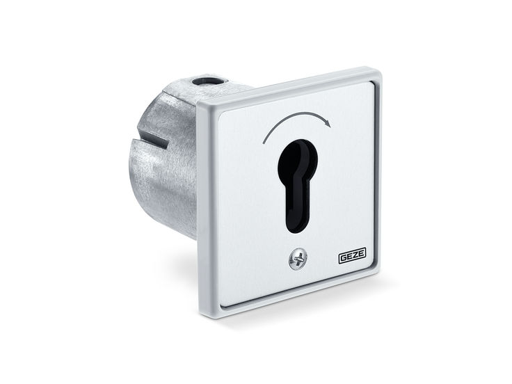 Key switch without Euro profile half cylinder flush-mounted installation Activation device for autom. swing, sliding, folding, curved sliding doors and emergency exit system accessories, flush-mounted