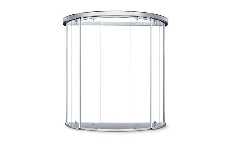 Slimdrive SCR GGS Automatic all-glass curved sliding door with glass roof and all-glass fittings