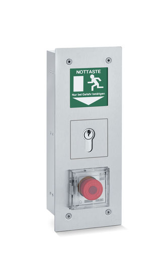 TZ 320 SN V2A flush-mounting Set Set, housing and front plate Standard (flush-mounting) Door control unit TZ 320, SCT 320 key switch and FWS 320 B illuminated emergency exit sign