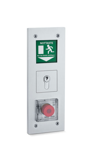TZ 320 SN V2A flush-mounting Set, housing and front plate standard (flush-mounting) with frame white, door control unit TZ 320, SCT 320 key switch and FWS 320 B illuminated emergency exit sign