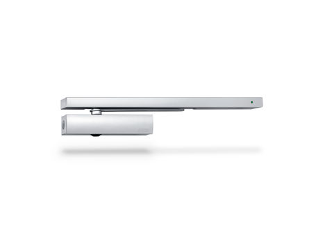 Door closer TS 5000 RFS Overhead door closer with guide rail for 1-leaf doors up to 1400 mm leaf width with electric free swing function and smoke switch control unit