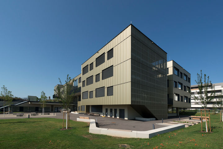 Viyana'daki Grundäckergasse ortaokulu binasının dış görünümü