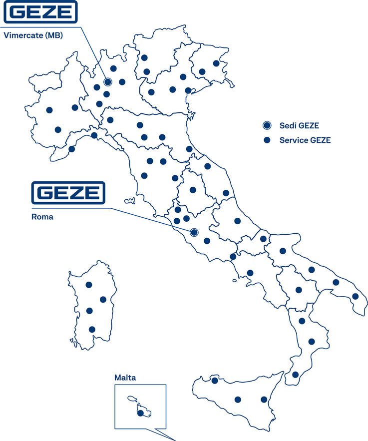 Mappa area centri tecnici Italia