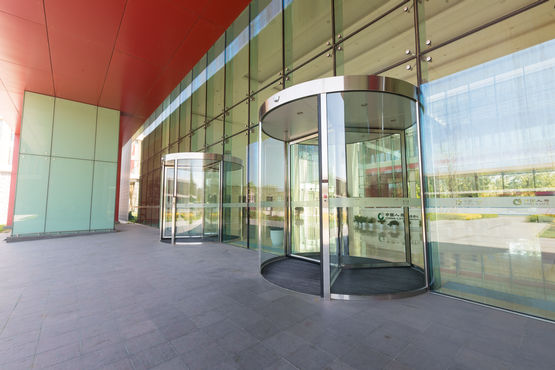 Automatic revolving doors are user friendly and energy efficient.