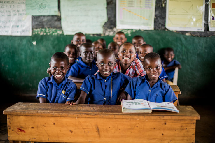 Børn i en skole i Rwanda