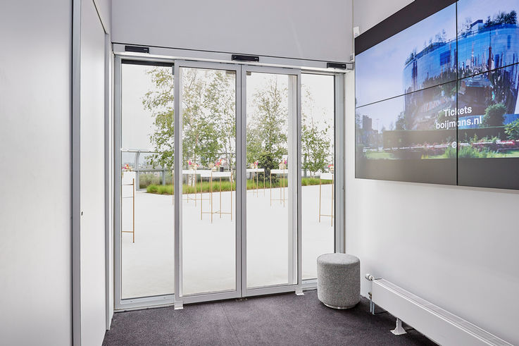 View of entryway doors at the Boijmans Van Beuningen art warehouse