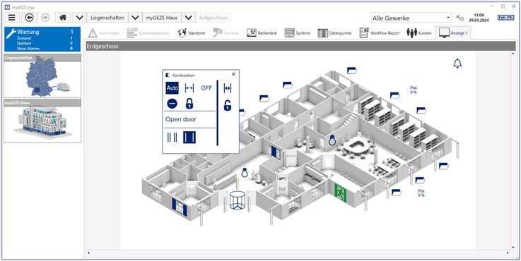 Product shot DE EN (2097472) - Symbol image of a floor plan illustration with control panel