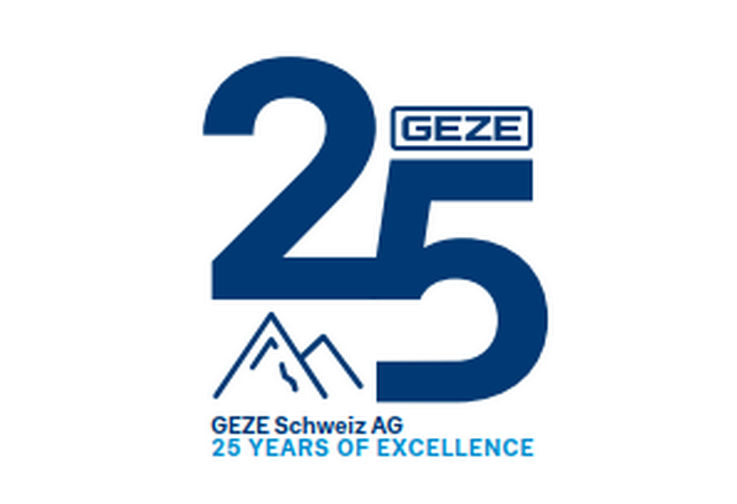Anniversary logo 25 years of GEZE Schweiz AG
