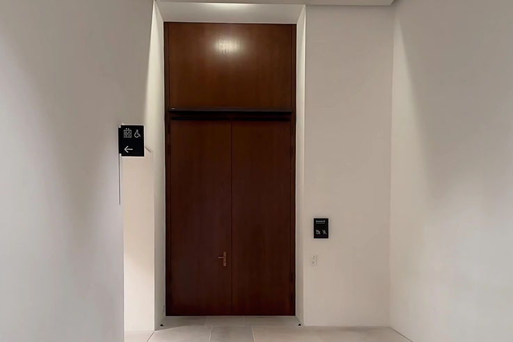 Timber door in a corridor