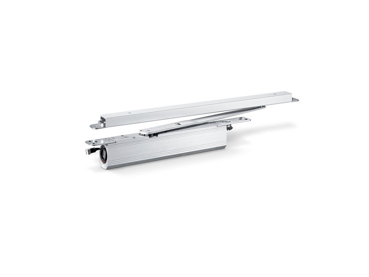 Product shot (590906) - Integrated door closer size EN 4-6, with electric free swing function incl. free swing lever with comfort hold-open function