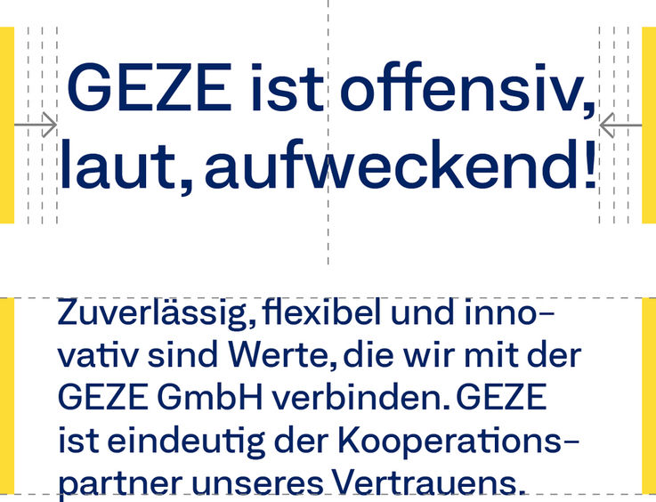 GEZE Gestaltungsprinzip Frames und Text: Betonung von Mengentext - Ausnahmeregelung