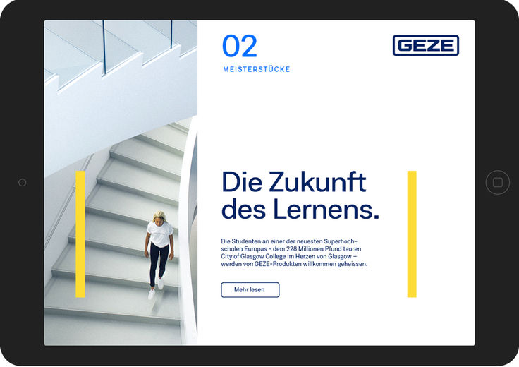 Gestaltungsprinzip GEZE Corporate Design Verbreiterung Frameabstand