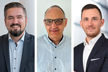 Portraits der GEZE-Experten Sören Eilers, Bernd Saller und Florian Süpfle