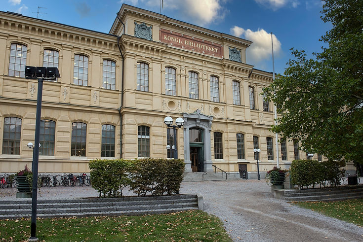 Vy från framsidan av Kungliga biblioteket i Stockholm