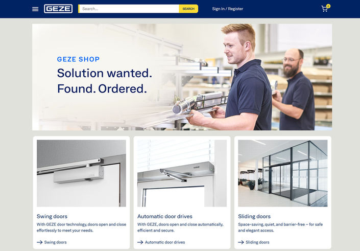 GEZE Shop AT Kachel EN