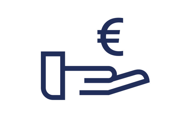 Symbol einer Hand mit Euro-Zeichen